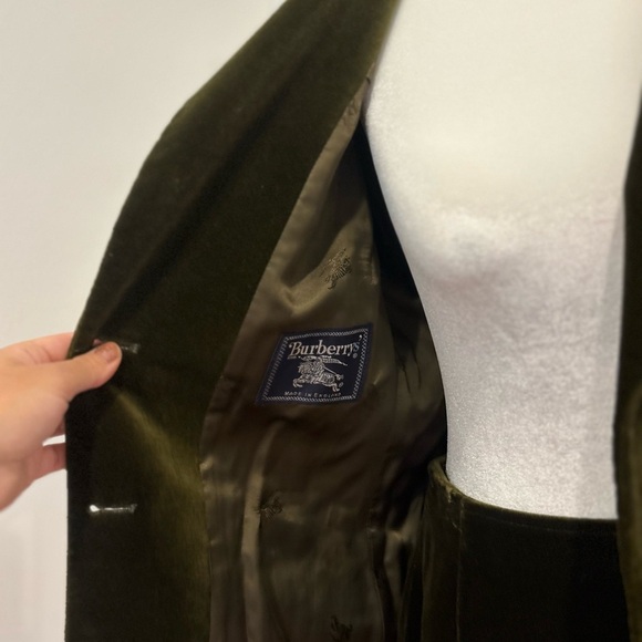 Burberry 1990’s RARE Green/Brown Velvet Blazer Classic Suit Jacket Set - Picture 5 of 12